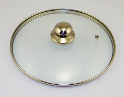 Крышка стеклянная, диаметр 28 см, нержавеющий ободок 09262 фото