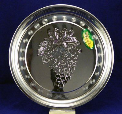 Піднос, таця кругла Виноград діаметр 34 см нержавіюча сталь 13545 фото