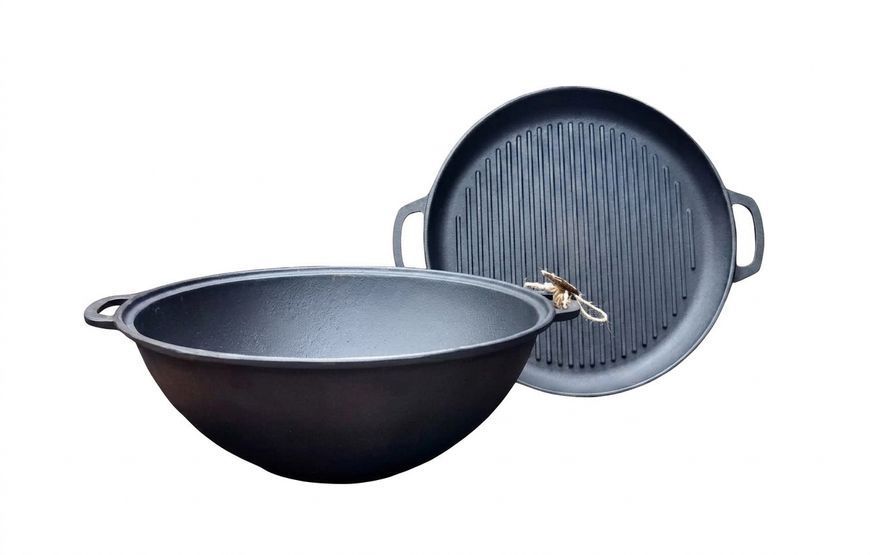 Казан 12 л с крышкой-сковородкой гриль татарский V12CPGrWok фото